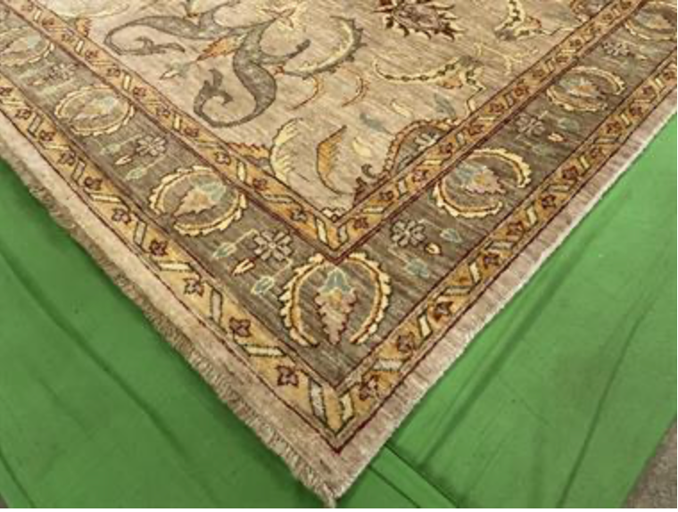 Peshawar Tabriz Design - 5' 03" x 5' 03" Square Rug - Light Grey, Light Brown & Beige - Hand Knotted Wool Classic Traditional Rug