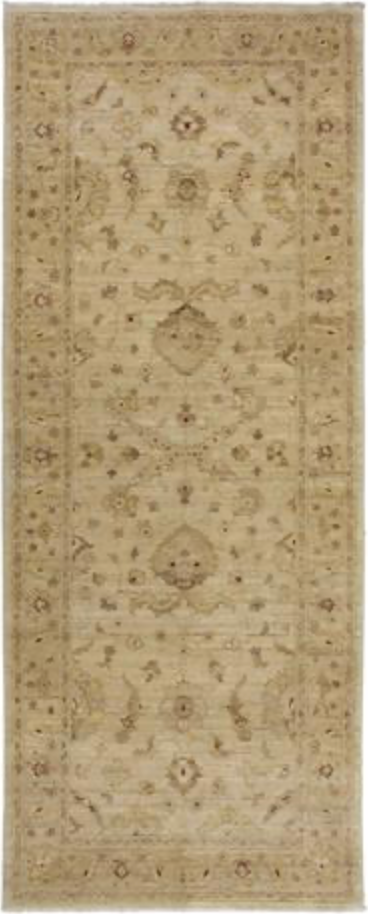Peshawar Tabriz Design - 3' 10" x 9' 08" Rug - Light Grey & Beige - Hand Knotted Wool Classic Traditional Rug