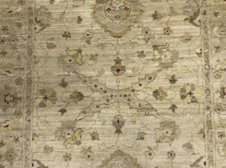 Peshawar Tabriz Design - 3' 10" x 9' 08" Rug - Light Grey & Beige - Hand Knotted Wool Classic Traditional Rug