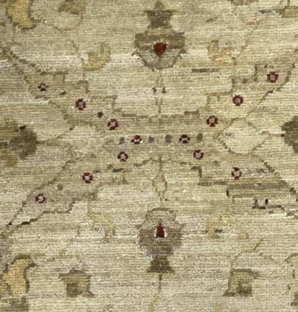 Peshawar Tabriz Design - 3' 10" x 9' 08" Rug - Light Grey & Beige - Hand Knotted Wool Classic Traditional Rug