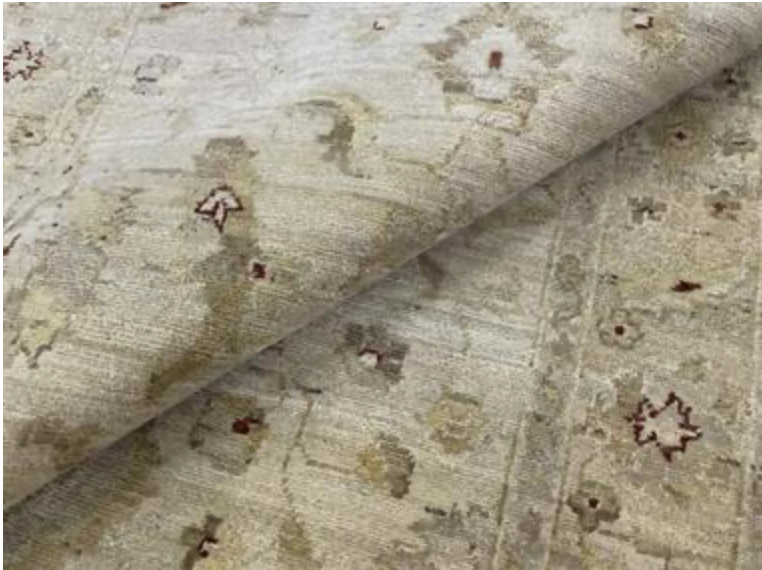 Peshawar Tabriz Design - 3' 10" x 9' 08" Rug - Light Grey & Beige - Hand Knotted Wool Classic Traditional Rug