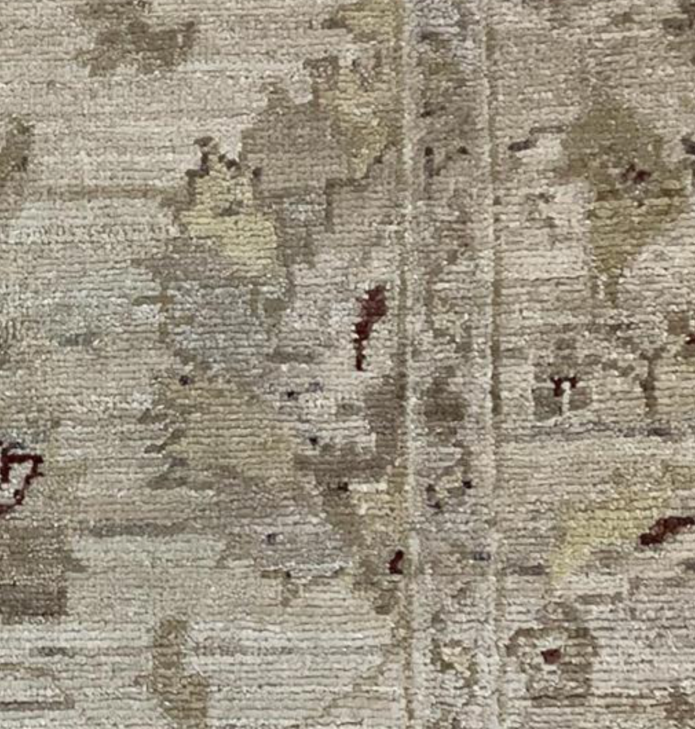 Peshawar Tabriz Design - 3' 10" x 9' 08" Rug - Light Grey & Beige - Hand Knotted Wool Classic Traditional Rug