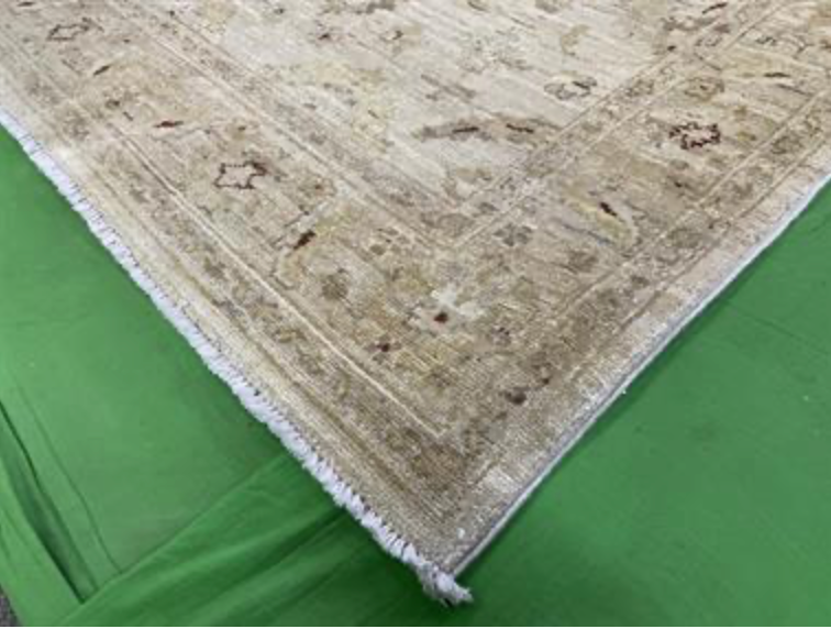 Peshawar Tabriz Design - 3' 10" x 9' 08" Rug - Light Grey & Beige - Hand Knotted Wool Classic Traditional Rug