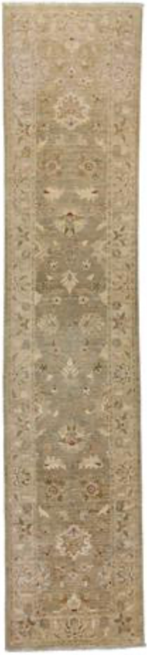 Peshawar Tabriz Design - 2' 07" x 11' 08" Runner - Light Grey & Beige - Hand Knotted Wool Classic Traditional Runner