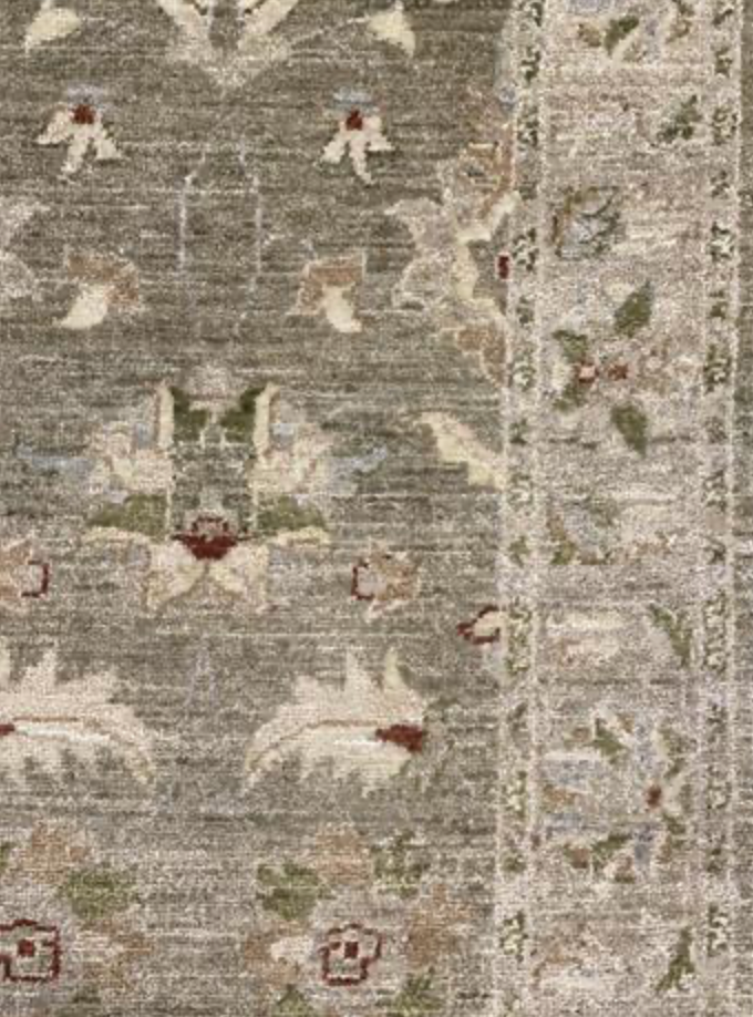 Peshawar Tabriz Design - 2' 07" x 11' 08" Runner - Light Grey & Beige - Hand Knotted Wool Classic Traditional Runner