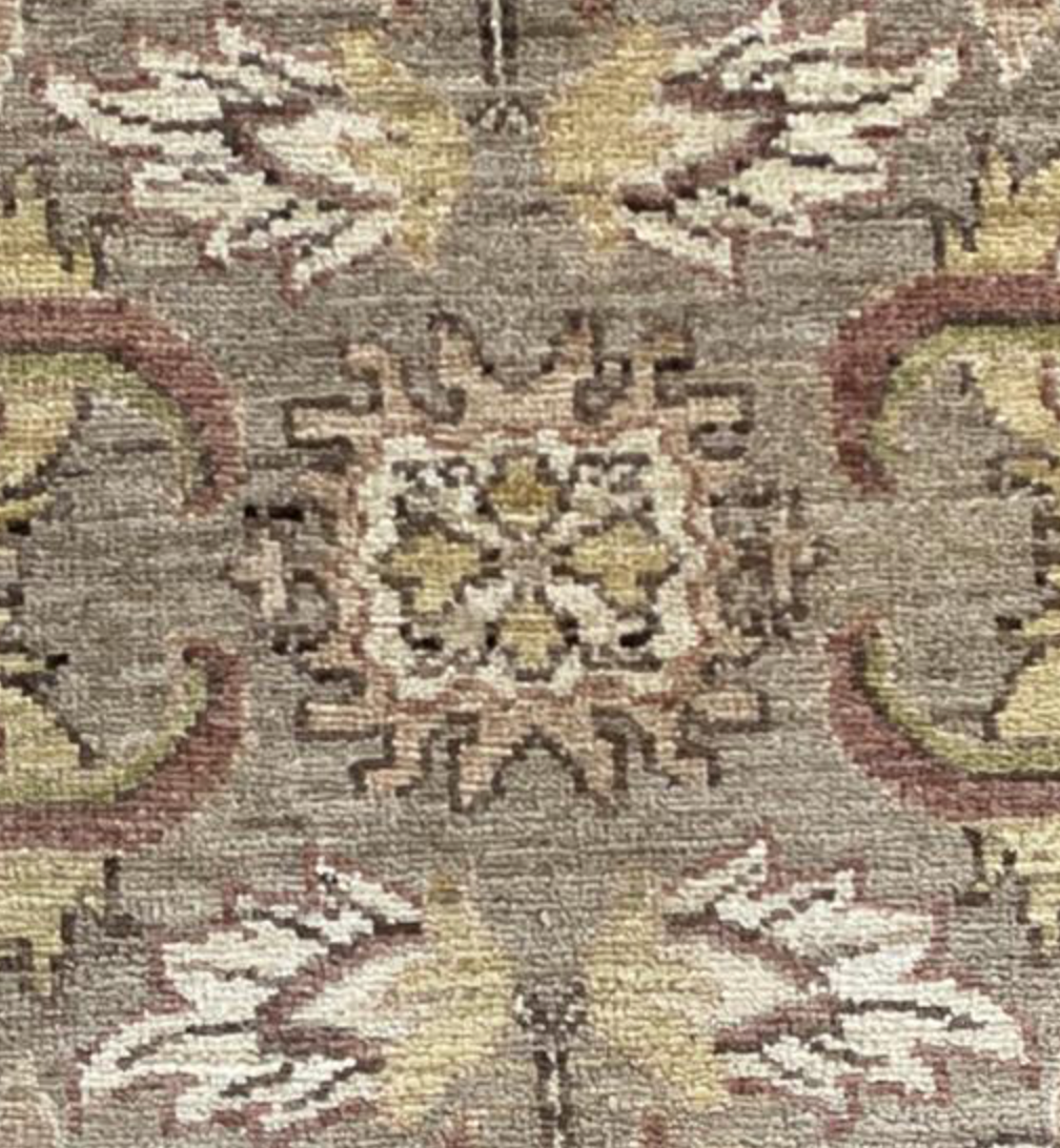 Peshawar Tabriz Design - 6' 00" x 8' 06" - Light Grey & Beige - Hand Knotted Wool Classic Traditional Rug