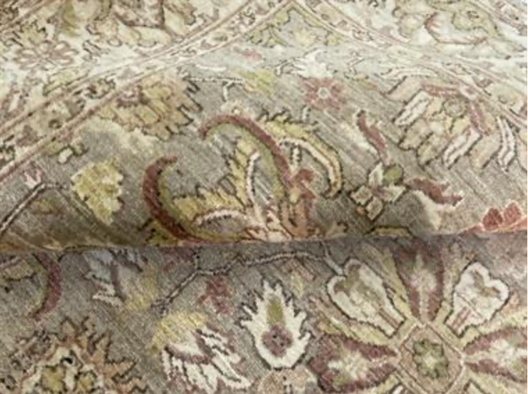 Peshawar Tabriz Design - 6' 00" x 8' 06" - Light Grey & Beige - Hand Knotted Wool Classic Traditional Rug