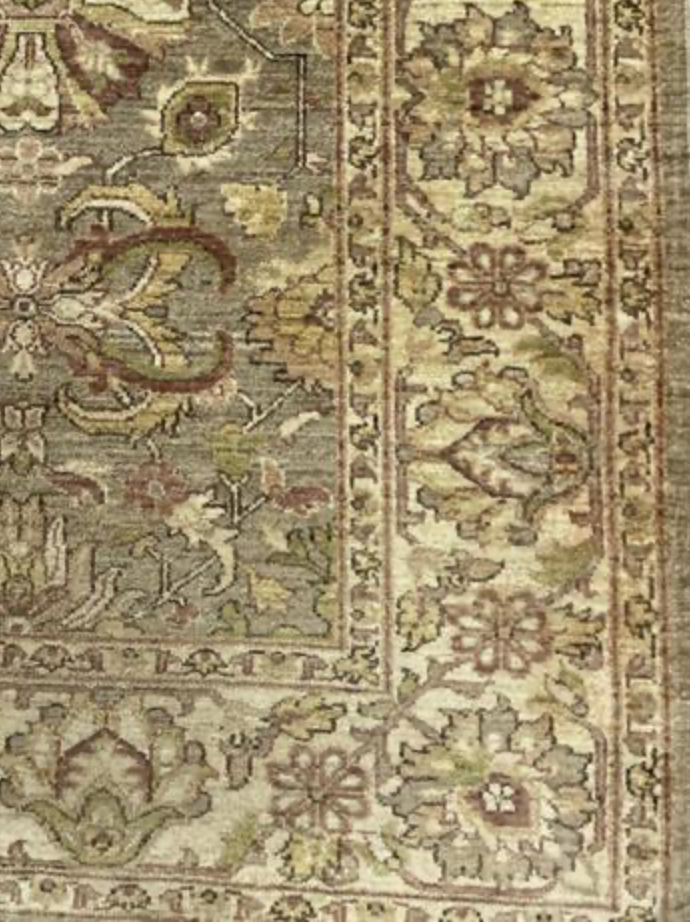 Peshawar Tabriz Design - 6' 00" x 8' 06" - Light Grey & Beige - Hand Knotted Wool Classic Traditional Rug