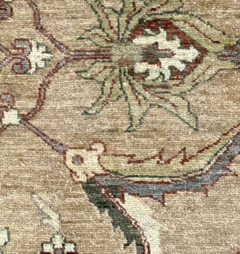 Peshawar Tabriz Design - 5' 11" x 7' 10" - Beige Ivory Multicolor - Hand Knotted Wool Classic Traditional Rug