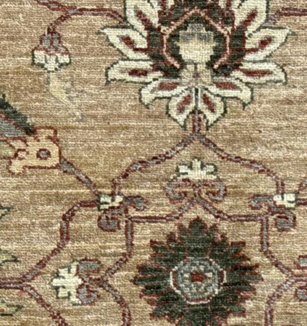 Peshawar Tabriz Design - 5' 11" x 7' 10" - Beige Ivory Multicolor - Hand Knotted Wool Classic Traditional Rug