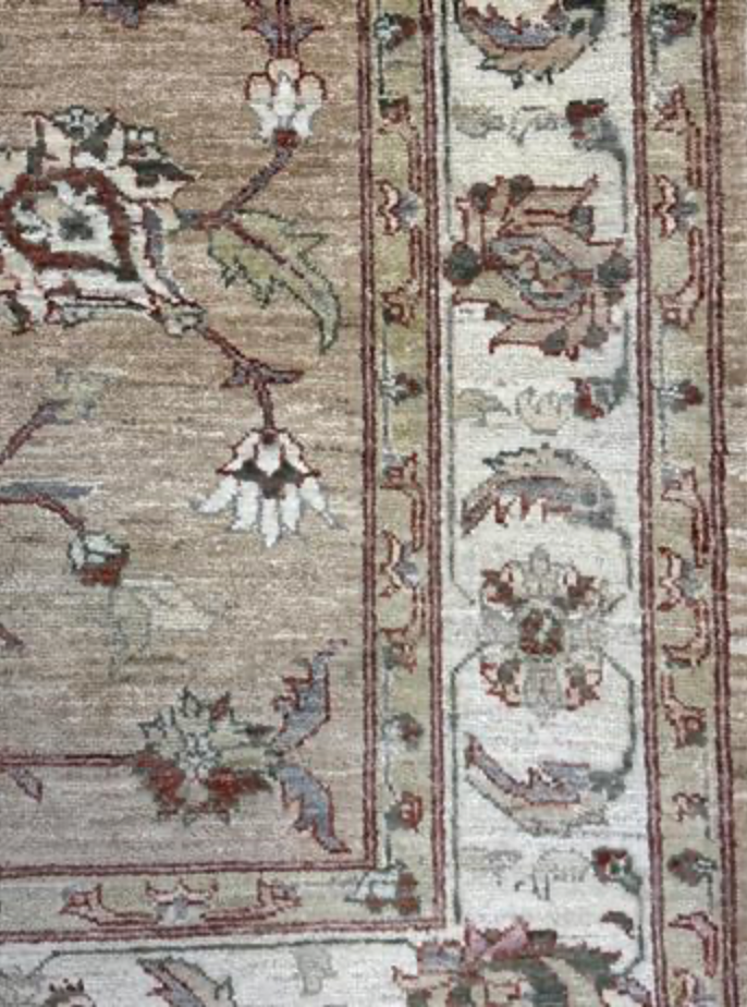 Peshawar Tabriz Design - 5' 11" x 7' 10" - Beige Ivory Multicolor - Hand Knotted Wool Classic Traditional Rug