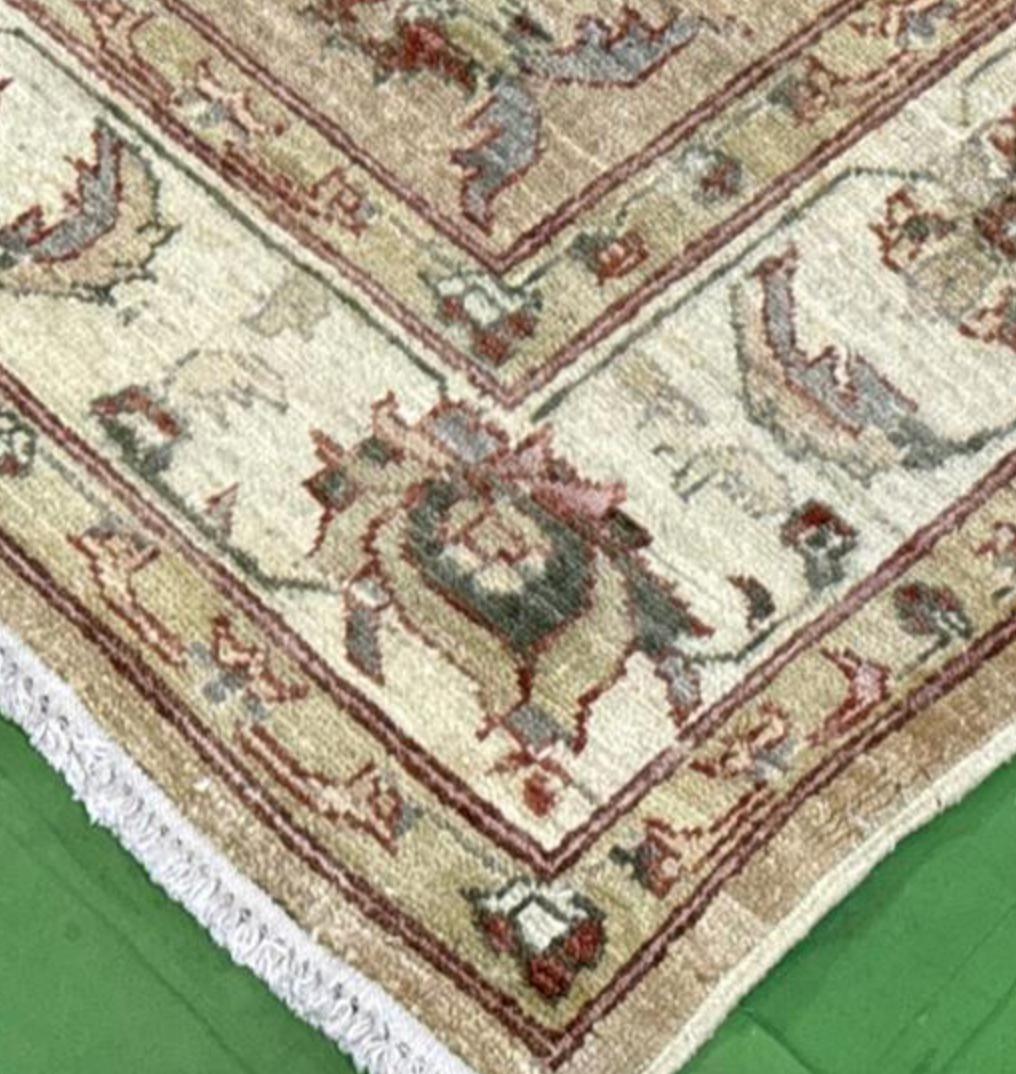 Peshawar Tabriz Design - 5' 11" x 7' 10" - Beige Ivory Multicolor - Hand Knotted Wool Classic Traditional Rug