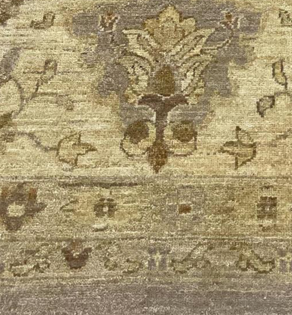 Oushak Sultanabad Design - 12' 02" x 17' 03" - Light Grey & Ivory - Hand Knotted Wool Classic Traditional Extra Large Rug