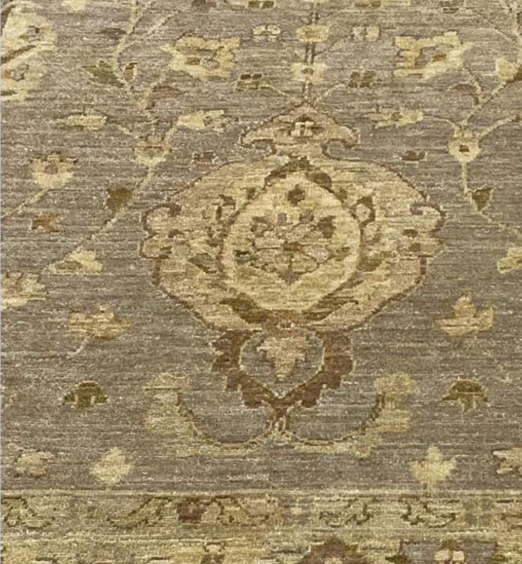 Oushak Sultanabad Design - 12' 02" x 17' 03" - Light Grey & Ivory - Hand Knotted Wool Classic Traditional Extra Large Rug