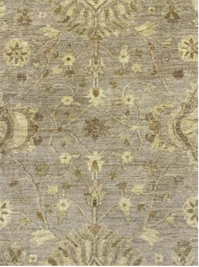 Oushak Sultanabad Design - 12' 02" x 17' 03" - Light Grey & Ivory - Hand Knotted Wool Classic Traditional Extra Large Rug