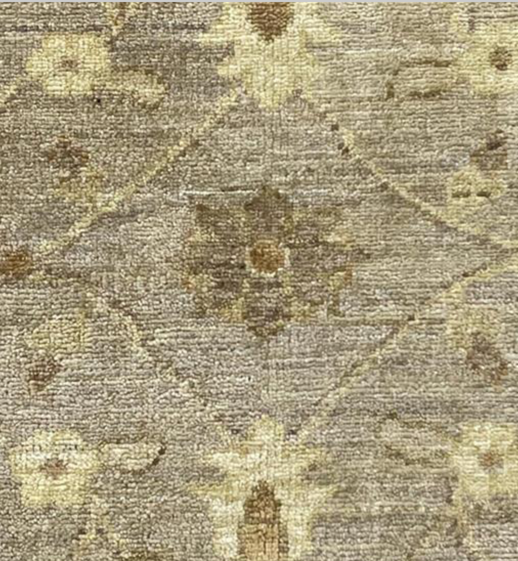 Oushak Sultanabad Design - 12' 02" x 17' 03" - Light Grey & Ivory - Hand Knotted Wool Classic Traditional Extra Large Rug