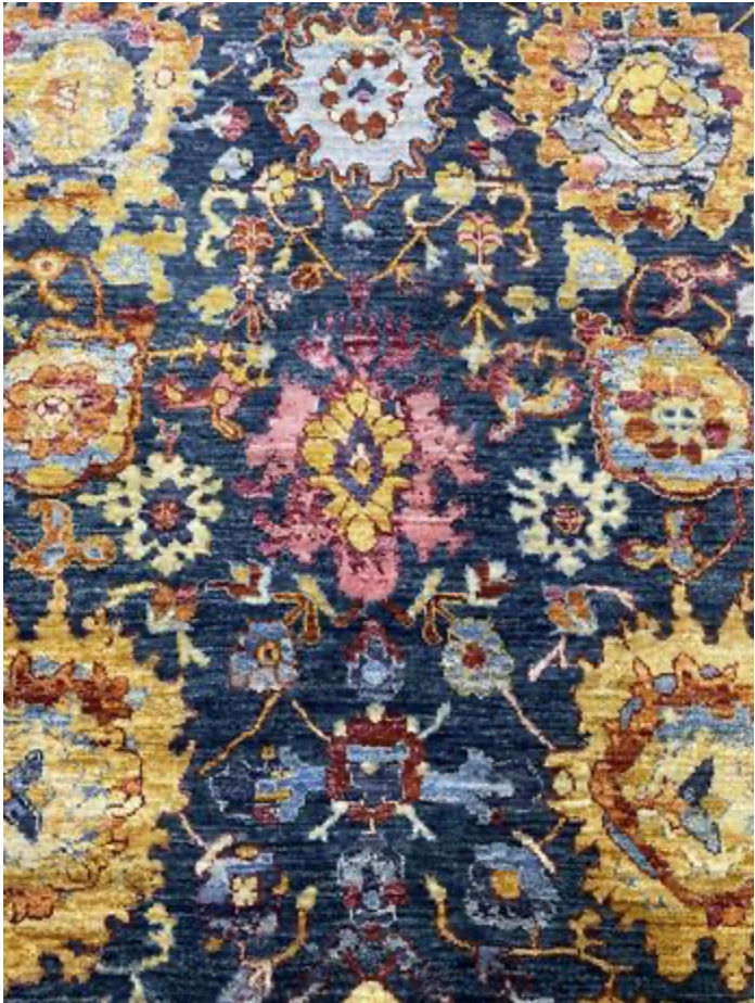 Oushak Floral Rug - 8' 02" x 10' 03" - Blue Multicolor - Hand Knotted Wool Classic Traditional Oushak Rug