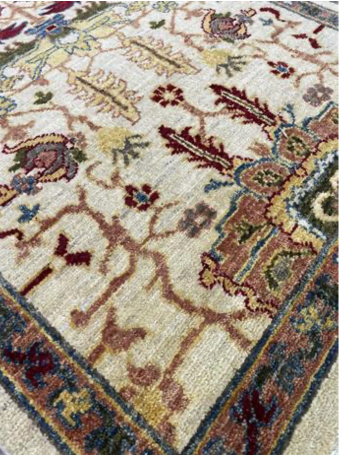 Oushak Runner - 2' 07" x 11' 05" - Ivory & Brown Multicolor - Hand Knotted Wool Classic Traditional Oushak Runner