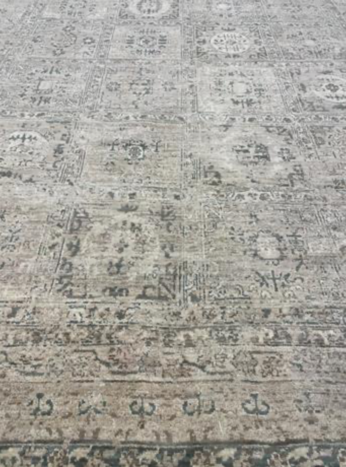 Oushak Rug - 9' 10" x 13' 10" - Grey Brown Green - Hand Knotted Wool Classic Traditional Oushak Rug