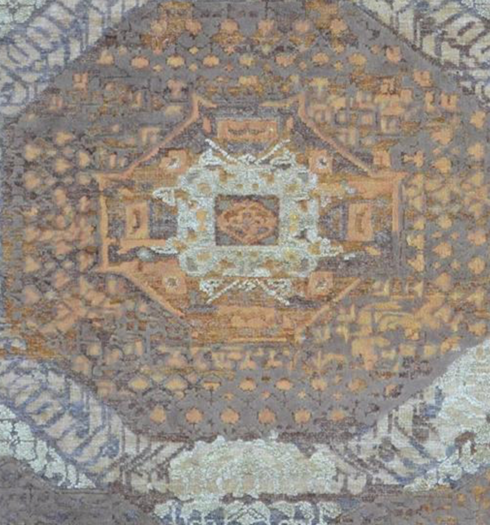 Pearl Collection Wool & Silk Rug - 8'x10' 9'x12' & 10'x14' - Blue Brown Rust - Hand Knotted Wool & Silk Modern Contemporary Tribal Boho Rug