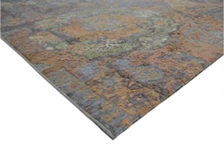 Pearl Collection Wool & Silk Rug - 8'x10' 9'x12' & 10'x14' - Blue Brown Rust - Hand Knotted Wool & Silk Modern Contemporary Tribal Boho Rug
