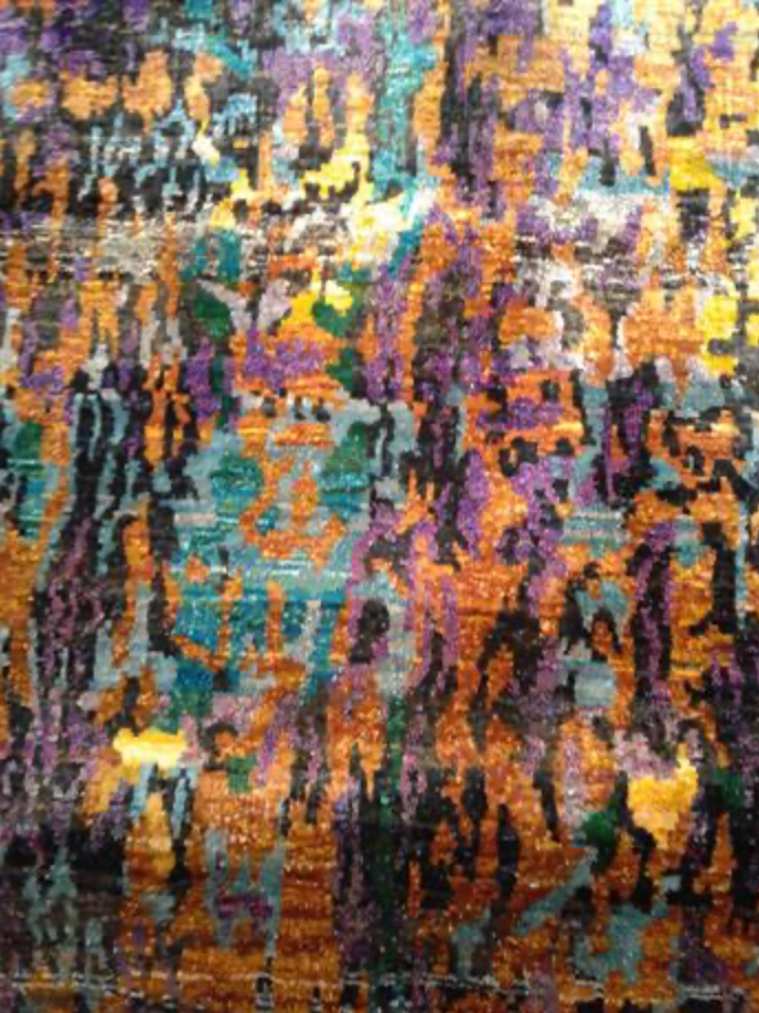 Sari Natural Silk Rug - 8' 01" x 9' 09" - Multicolor - Hand Knotted Silk Modern Contemporary Sari Rug