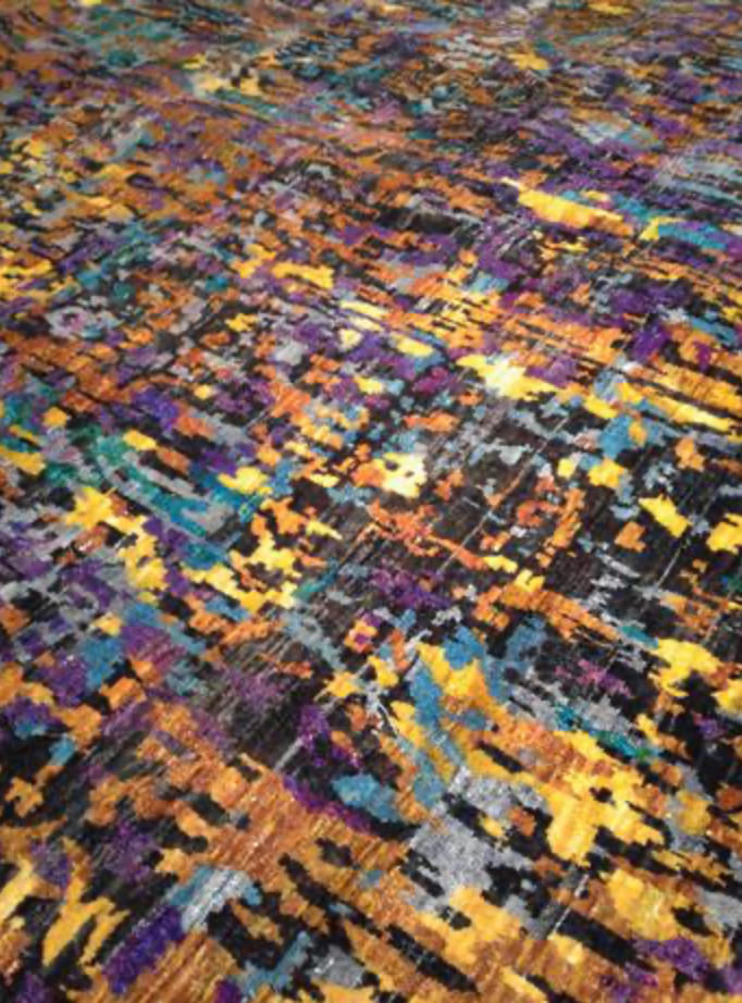 Sari Natural Silk Rug - 8' 01" x 9' 09" - Multicolor - Hand Knotted Silk Modern Contemporary Sari Rug