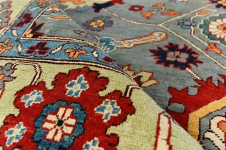 Caucasian Collection -  7' 11" x 9' 11" - Light Grey Multicolor - Hand Knotted Traditional Classic Wool Area Rug