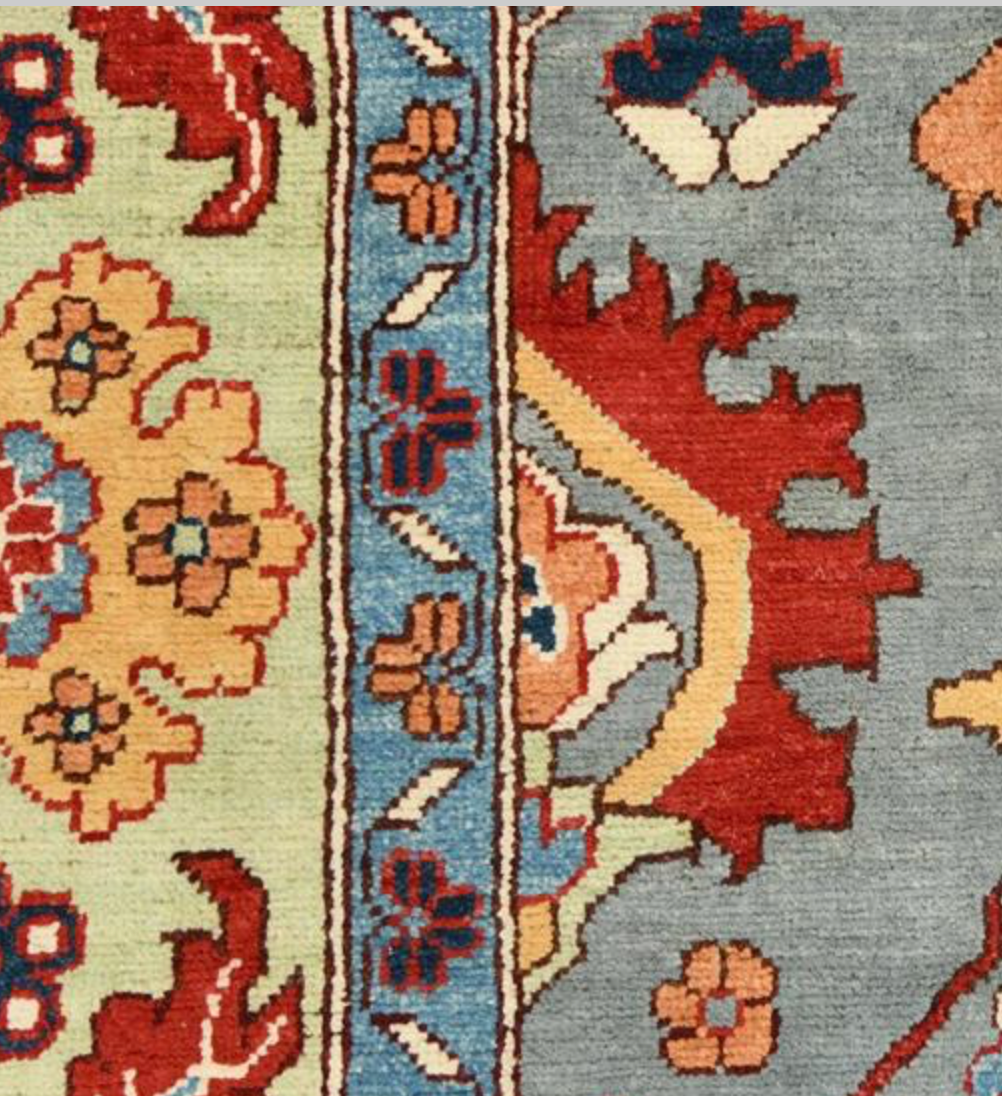 Caucasian Collection -  7' 11" x 9' 11" - Light Grey Multicolor - Hand Knotted Traditional Classic Wool Area Rug