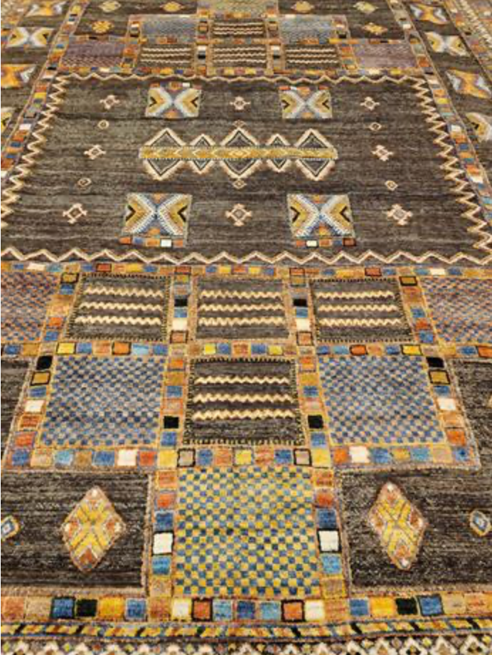 Souf Collection - 12' 06" x 14' 07"  - Moroccan Shag Style High/Low - Brown Multicolor - Hand Made Wool Extra Large Area Rug