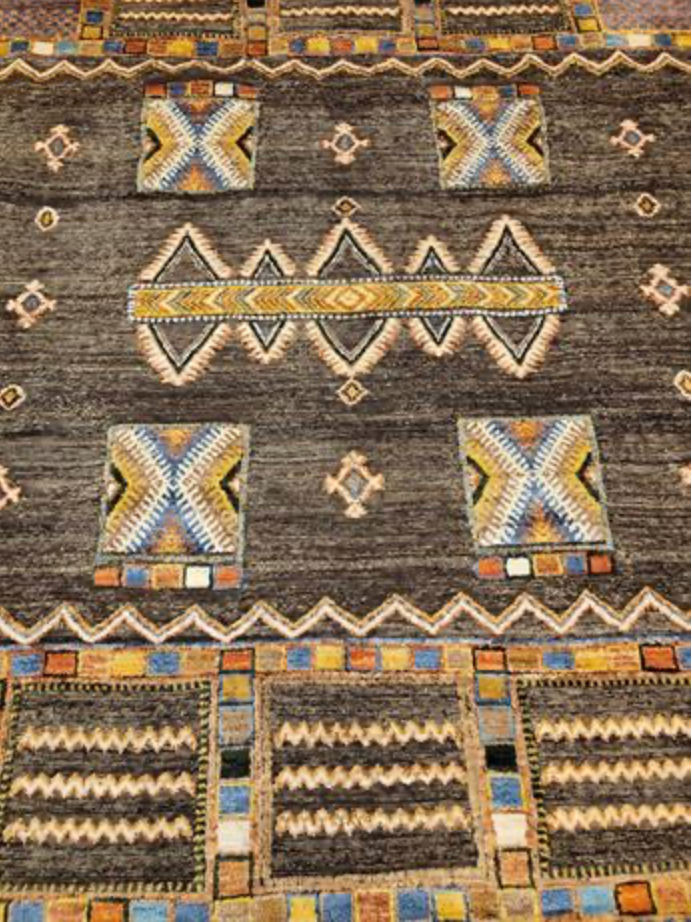 Souf Collection - 12' 06" x 14' 07"  - Moroccan Shag Style High/Low - Brown Multicolor - Hand Made Wool Extra Large Area Rug
