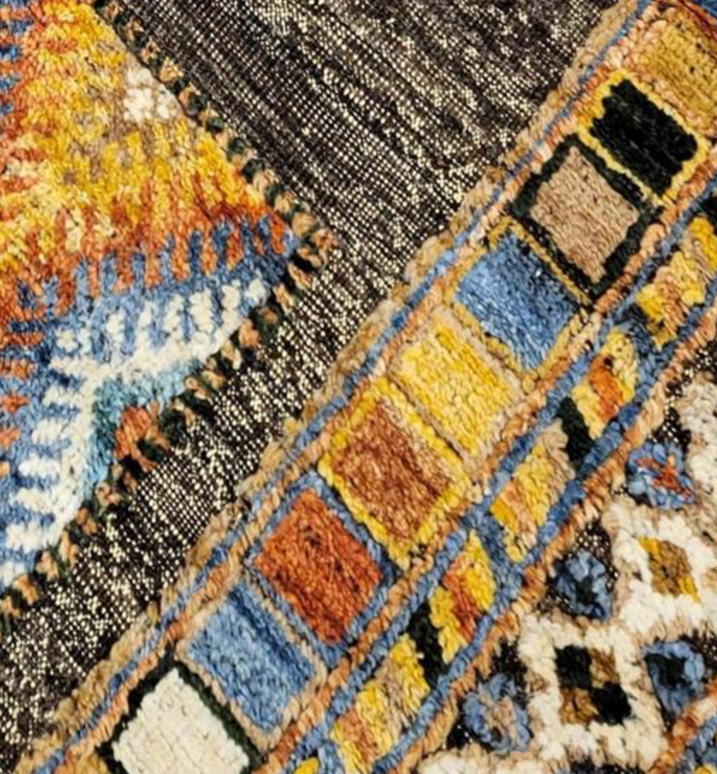 Souf Collection - 12' 06" x 14' 07"  - Moroccan Shag Style High/Low - Brown Multicolor - Hand Made Wool Extra Large Area Rug