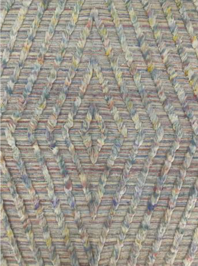 Souf Collection - 4' 00" x 5' 10"  - Moroccan Shag Style High/Low - Beige & Multicolor Rainbow - Hand Made Wool Rug