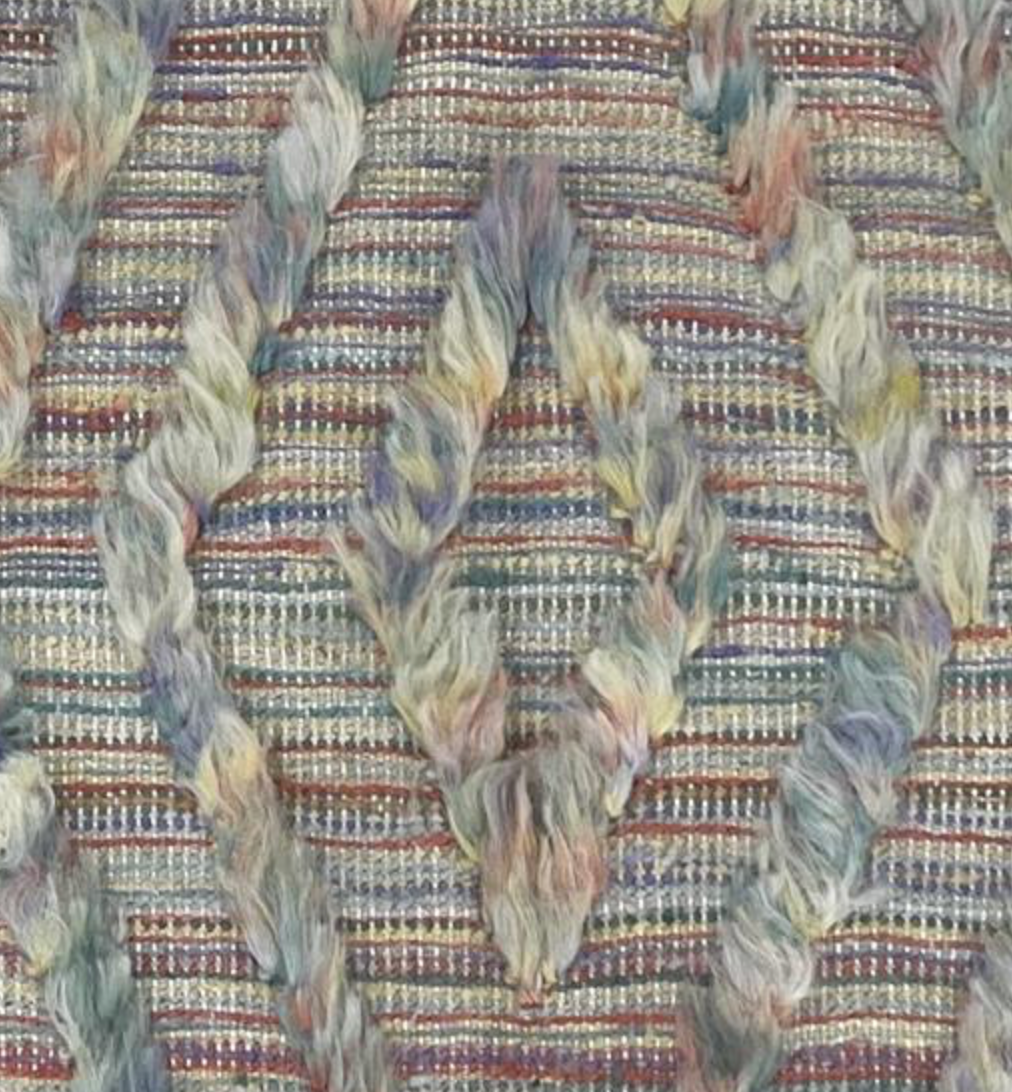 Souf Collection - 4' 00" x 5' 10"  - Moroccan Shag Style High/Low - Beige & Multicolor Rainbow - Hand Made Wool Rug