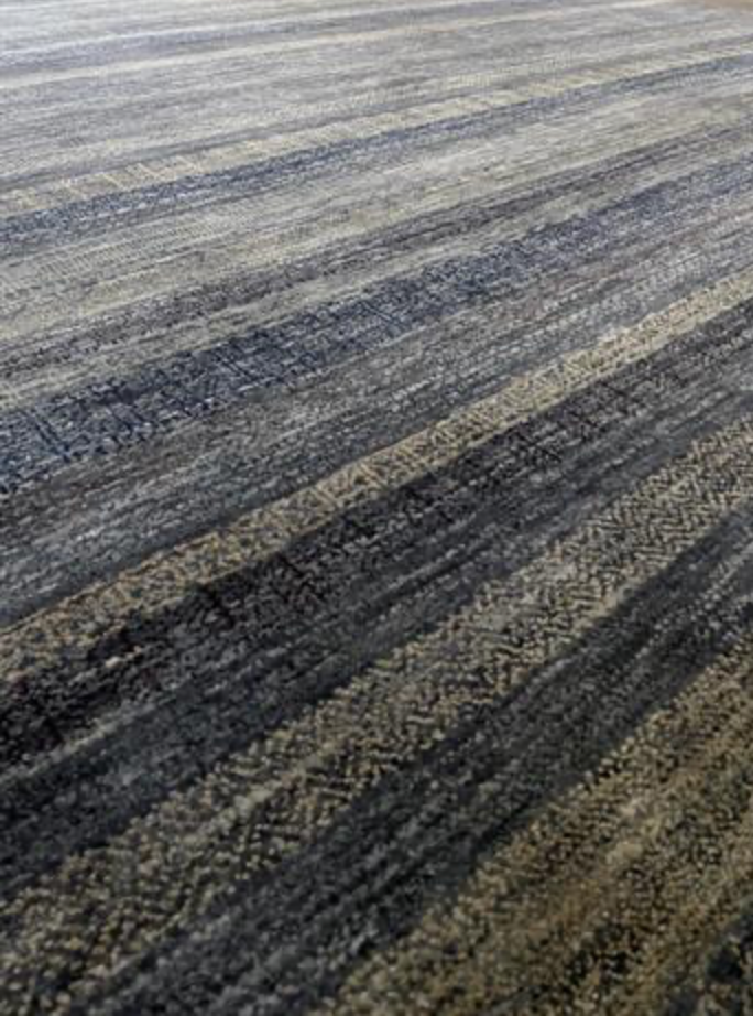 K2 Collection - 8'x11' & 9'x12' - Blue, Grey, Cream - Tribal Stripe Pattern - Hand Knotted Area Rug