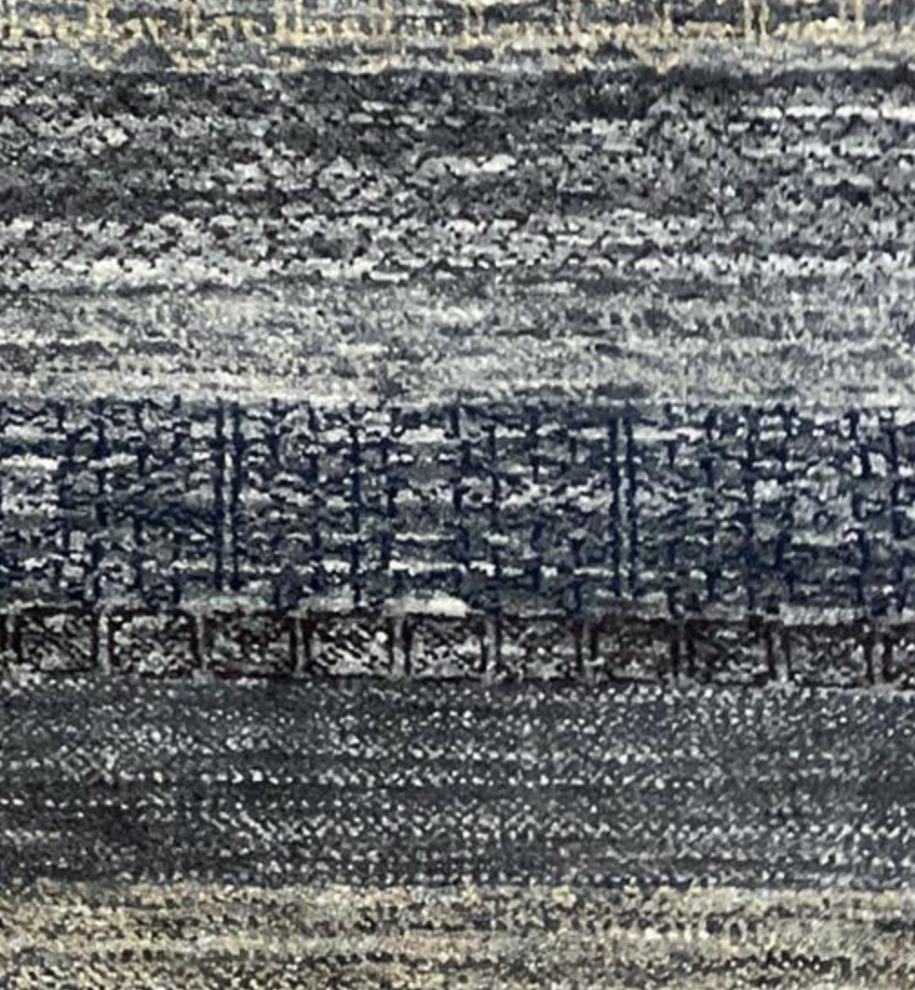 K2 Collection - 8'x11' & 9'x12' - Blue, Grey, Cream - Tribal Stripe Pattern - Hand Knotted Area Rug