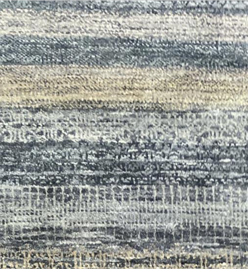 K2 Collection - 8'x11' & 9'x12' - Blue, Grey, Cream - Tribal Stripe Pattern - Hand Knotted Area Rug