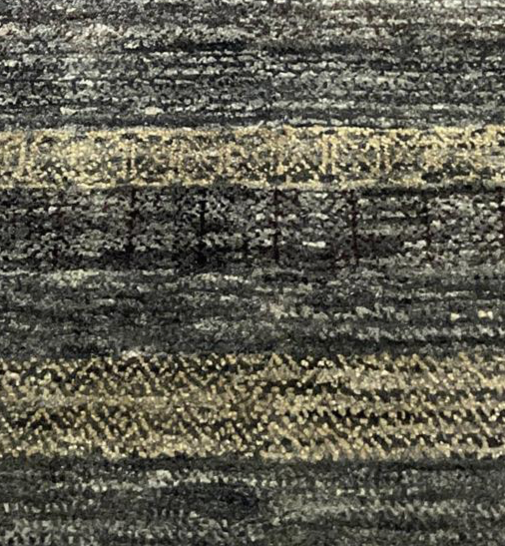 K2 Collection - 8'x11' & 9'x12' - Blue, Grey, Cream - Tribal Stripe Pattern - Hand Knotted Area Rug