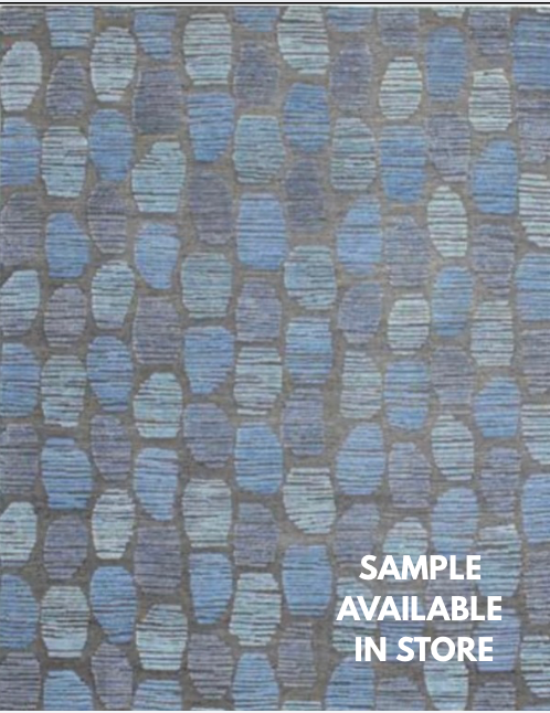 Atlas Collection - 2x3 Mats - 9'x12' & 10'x14' Area Rug - Grey & Blue Wool Modern Contemporary Rug - Hand Knotted Area Rug