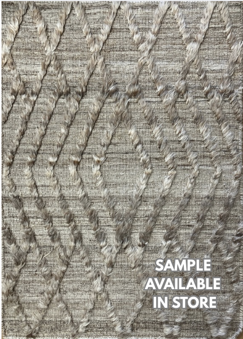 Souf Collection - 2' 01" x 2' 11" (2'x3') Mat - Moroccan Shag Style - Beige & Brown - Hand Knotted Wool Mat