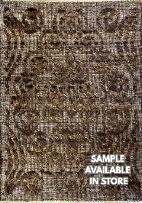 Souf Collection - 2' 04" x 3' 02" Mat - Moroccan Shag Style - Brown - Hand Made Wool Mat