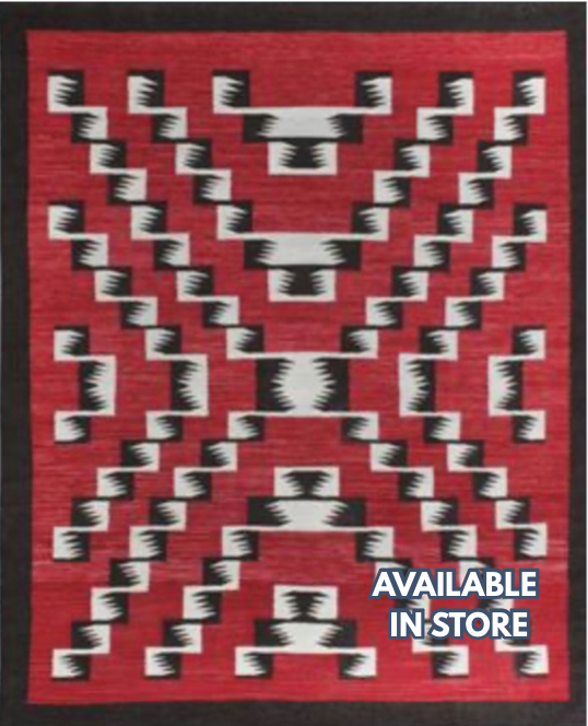 Santafe Collection - 3'x5' 5'x8' 6'x9' 8'x10' 9'x12' 10'x14' - Red White Black - Hand Woven Flat Weave Rug - Southwestern Tribal Rug