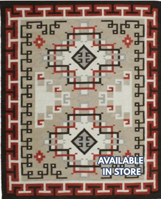 Santafe Collection - 3'x5' 8'x10' 9'x12' - Grey Beige Black/Brown & Rust - Hand Woven Flat Weave Rug - Southwestern Tribal Rug