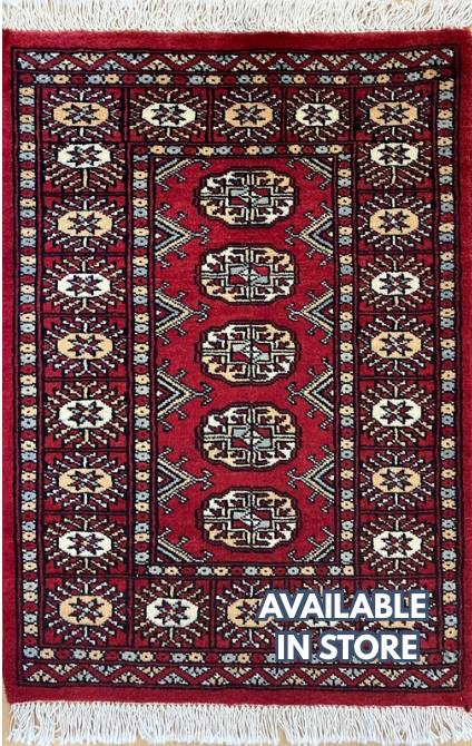 Bokhara - 2' 01" x 3' 00" Rug - Red & Black - Hand Knotted Traditional Classic Wool Rug