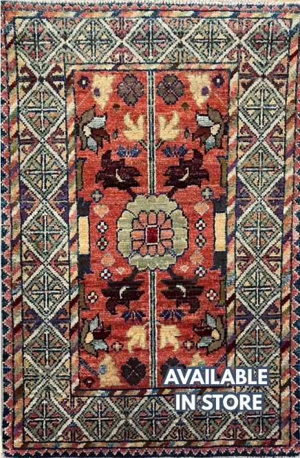 Nirvana Collection - 2' x 3' Rug - Rust Multicolor - Hand Knotted Traditional Classic Wool Rug