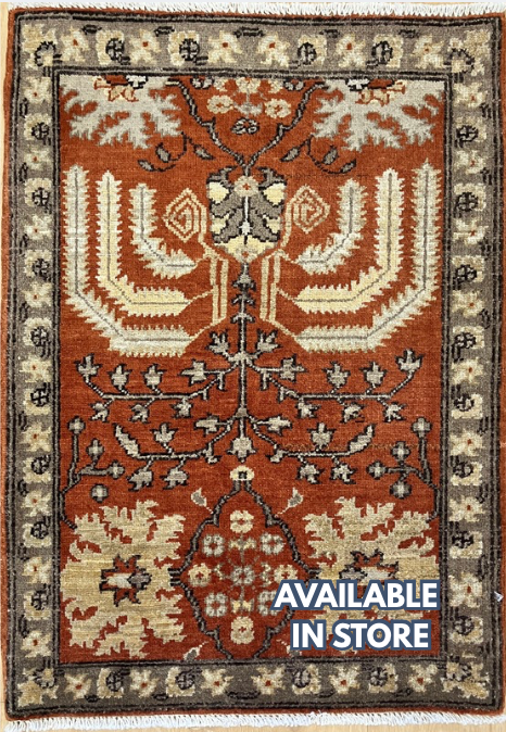 Oushak - 2' 02" x 3' 00" Rug - Earthy Orange, Grey & Ivory - Hand Knotted Traditional Classic Wool Rug