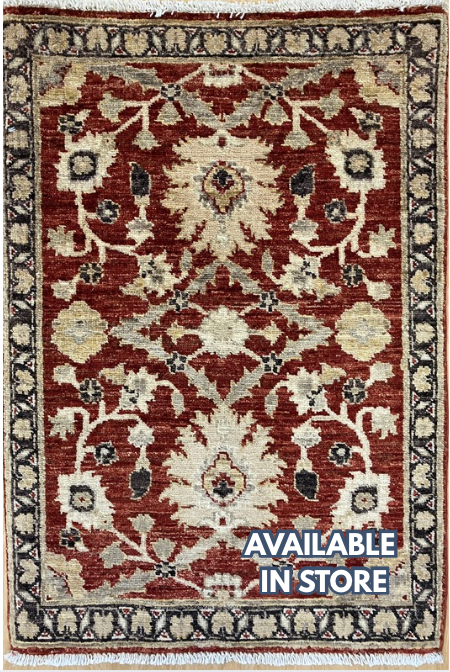 Oushak - 2' 02" x 3' 01" Rug - Earthy Orange / Rust, Grey Black & Ivory - Hand Knotted Floral Traditional Classic Wool Rug