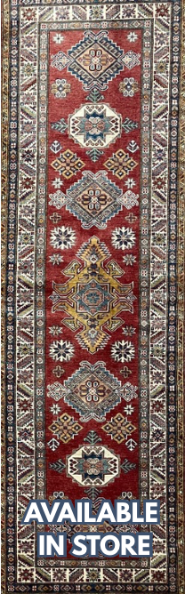Super Kazak Runner - 2' 07" x 8' 06" - Red Multicolor - Hand Knotted Wool Traditional Classic Kazak Runner