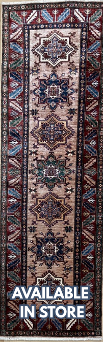 Super Kazak Runner - 2' 08" x 8' 03" - Coral Pink Multicolor - Hand Knotted Wool Traditional Classic Kazak Runner