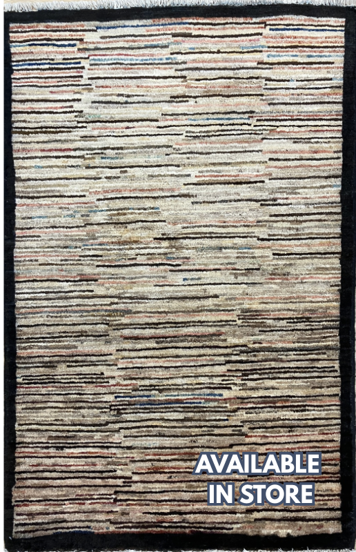 Gabbeh Kashkoli - 2' 06" x 3' 11" - Beige, Brown & Multicolor - Hand Knotted Tribal Rustic Wool Rug Mat